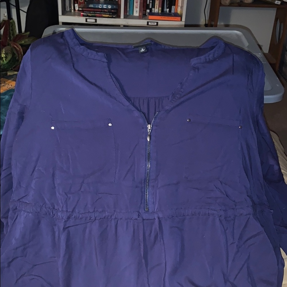Torrid NAVY DRAWSTRING CHALLIS SHIRT DRESS